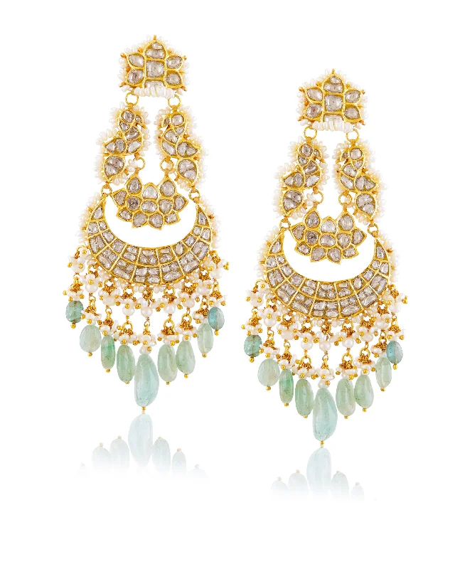 Massive Clearance Sale Gold Earrings Vaishali Polki Chandbalis