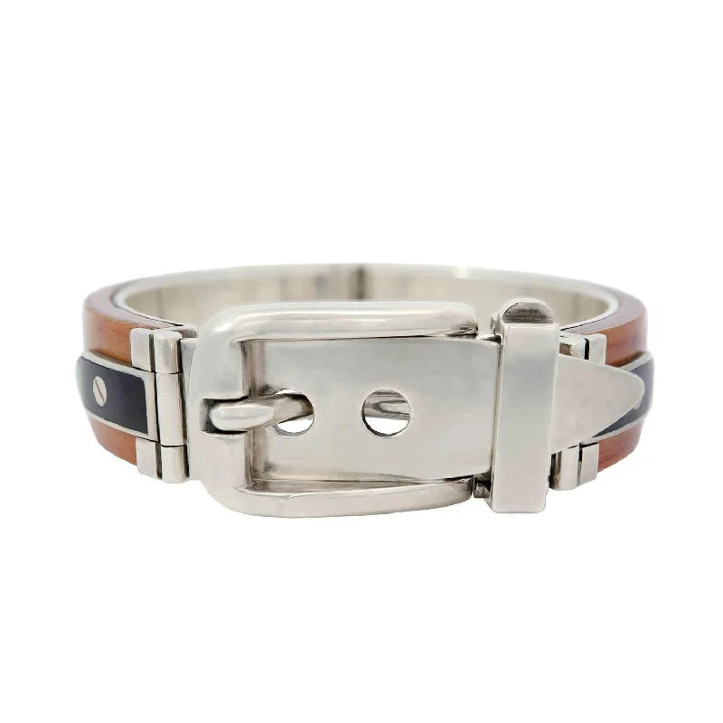 Limited - Time Offer Gemstone Jewelry Vintage Gucci Sterling Silver Wood Enameled Buckle Bracelet Limited - Time Offer Gemstone Jewelry Vintage Gucci Sterling Silver Wood Enameled Buckle Bracelet
