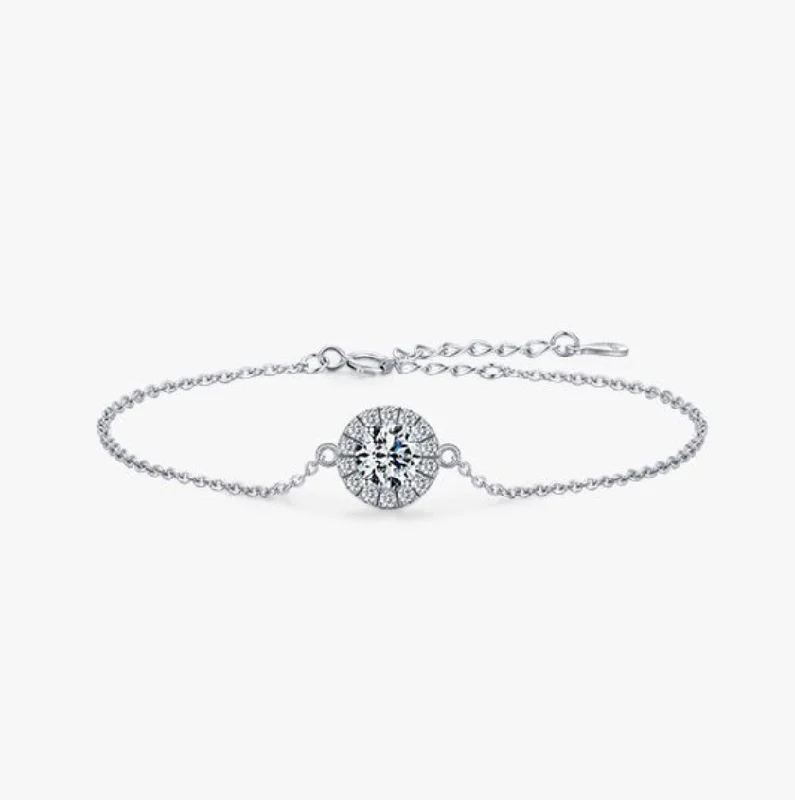 Big Savings, Big Smiles Stackable Bracelet VIVIENNE Solitaire Diamond Sterling Silver Bracelet