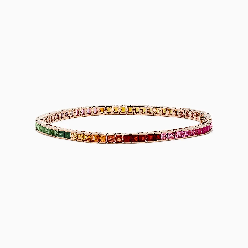 Clearance Sale Black Onyx Ring Watercolors 14K Rose Gold Multi Sapphire Bracelet
