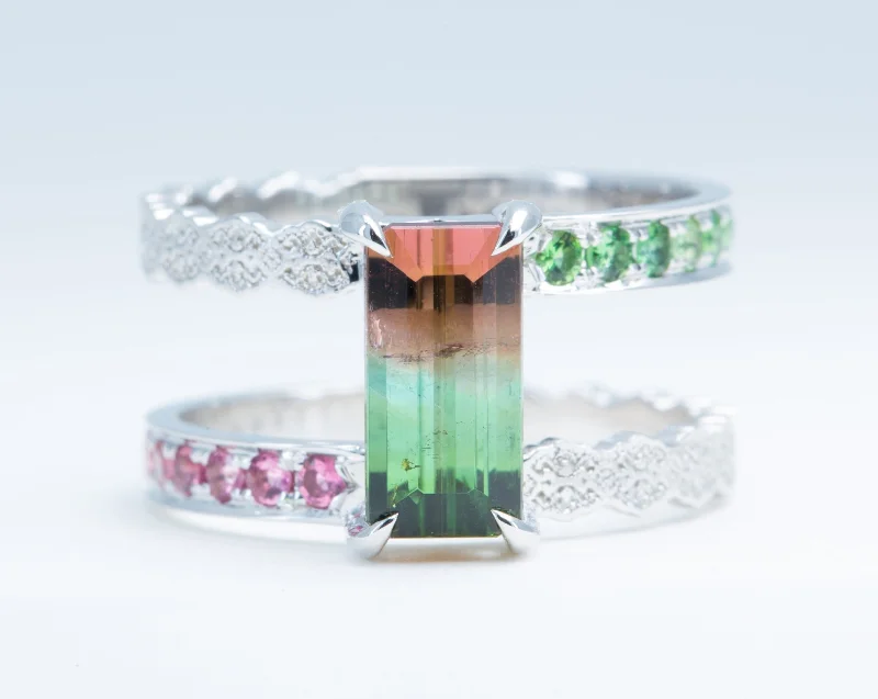 Shop Comfortably at Home Elegant Earrings 14K White Gold Lace Engagement Ring with Watermelon Tourmaline - Size 6 Shop Comfortably at Home Elegant Earrings 14K White Gold Lace Engagement Ring with Watermelon Tourmaline - Size 6
