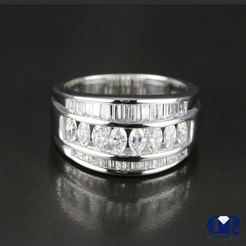 Flash Sale, Grab the Deals Fast Engagement Jewelry 1.52 Ct Marquise & Baguette Diamond Wedding Anniversary Ring In 14K White Gold Flash Sale, Grab the Deals Fast Engagement Jewelry 1.52 Ct Marquise & Baguette Diamond Wedding Anniversary Ring In 14K White Gold