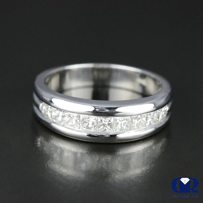 Exclusive Members - Only Sale Stylish Bracelet Women's Princess Cut Diamond Channel Setting Wedding Band In 14K White Gold Exclusive Members - Only Sale Stylish Bracelet Women's Princess Cut Diamond Channel Setting Wedding Band In 14K White Gold