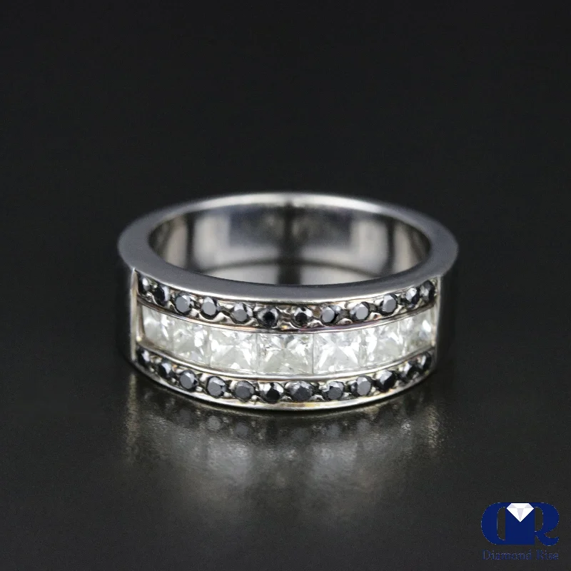 New Arrivals Black Diamond Ring Women's Princess Cut & Round Cut Diamond Wedding Anniversary Ring 14K White Gold New Arrivals Black Diamond Ring Women's Princess Cut & Round Cut Diamond Wedding Anniversary Ring 14K White Gold