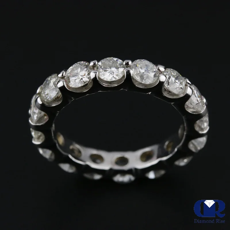 Black Friday - Style Deals All Week Long Locket Necklace 4 Ct Round Cut Diamond Eternity Wedding Band Anniversary Ring In 14K White Gold