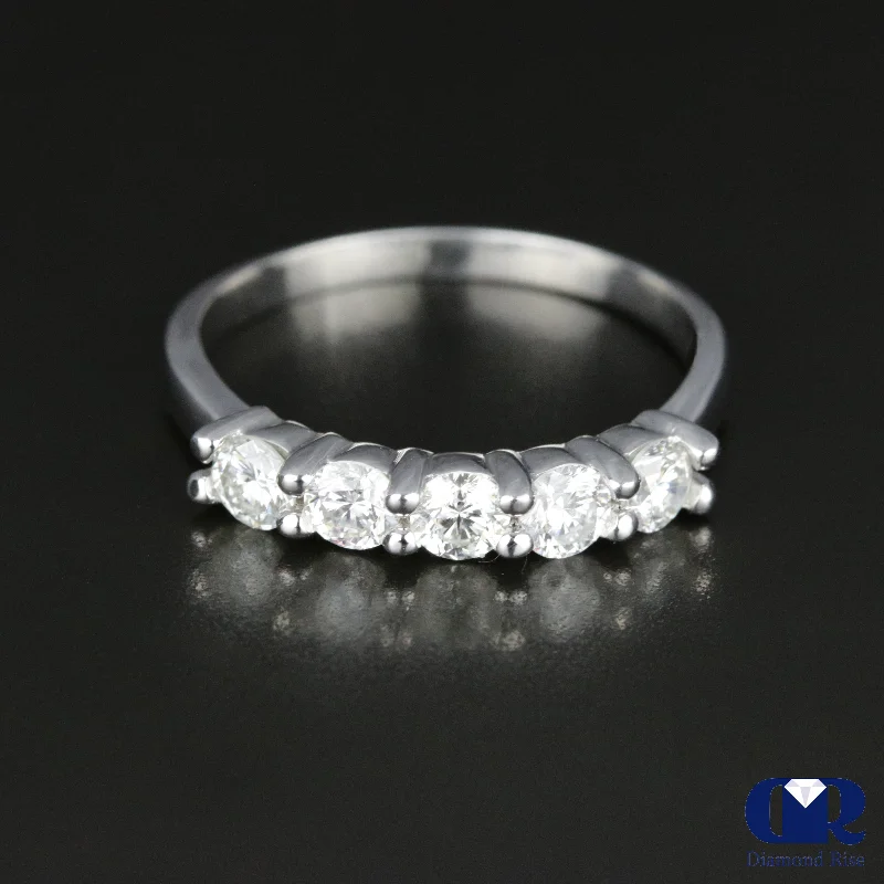 Big Savings, Big Smiles Classic Gold Ring Women's Round Cut Diamond Sharing Prong Setting Wedding Anniversary Ring In Plantinum Big Savings, Big Smiles Classic Gold Ring Women's Round Cut Diamond Sharing Prong Setting Wedding Anniversary Ring In Plantinum