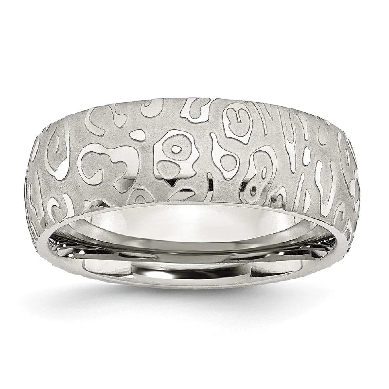 Exclusive Members - Only Sale Sterling Bracelet 8mm Stainless Steel Satin & Polished Textured Comfort Fit Band Exclusive Members - Only Sale Sterling Bracelet 8mm Stainless Steel Satin & Polished Textured Comfort Fit Band
