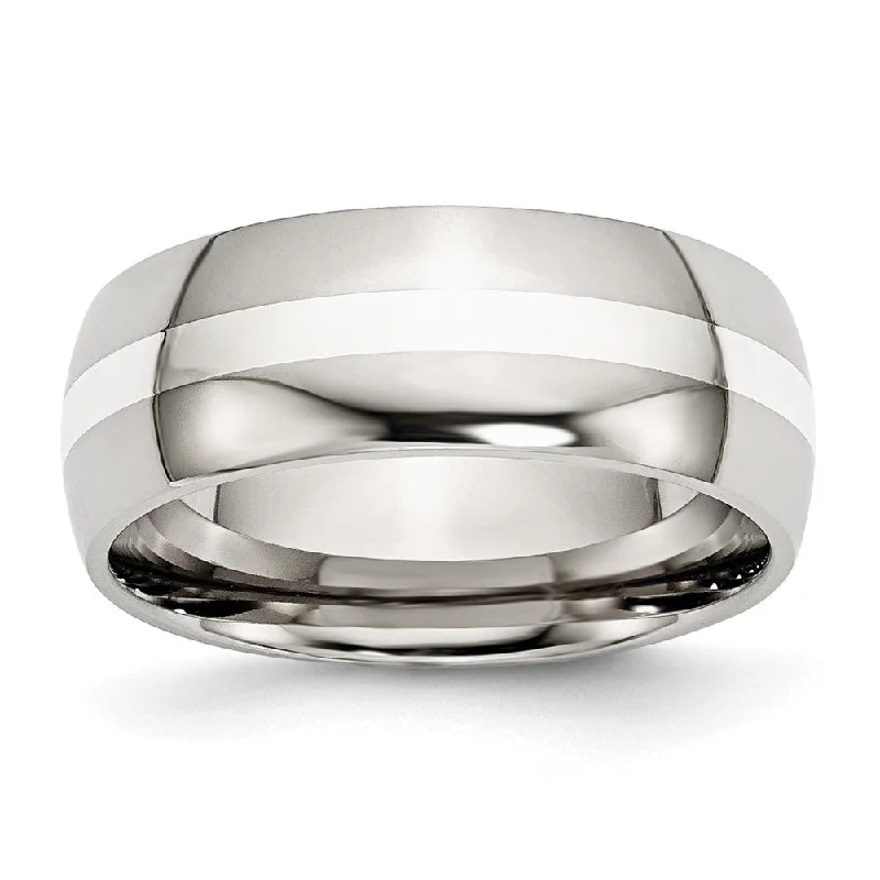 Huge Discounts, Unbeatable Offers Vintage Jewelry 8mm Stainless Steel & Sterling Silver Inlay Domed Comfort Fit Band Huge Discounts, Unbeatable Offers Vintage Jewelry 8mm Stainless Steel & Sterling Silver Inlay Domed Comfort Fit Band