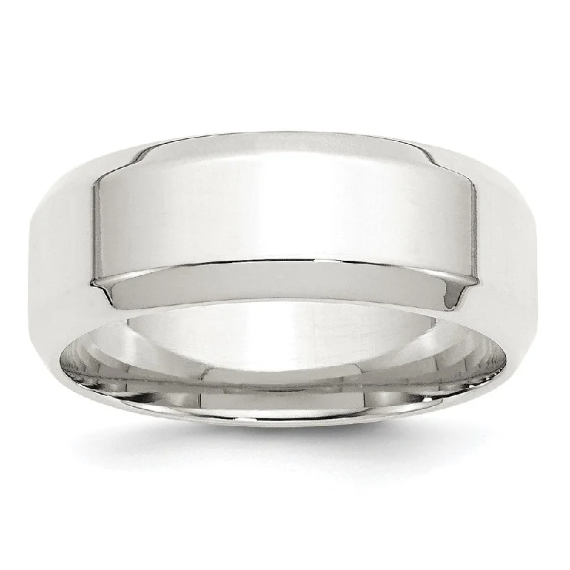Limited - Time Offer Minimalist Necklace 8mm Sterling Silver Polished Beveled Edge Comfort Fit Band Limited - Time Offer Minimalist Necklace 8mm Sterling Silver Polished Beveled Edge Comfort Fit Band