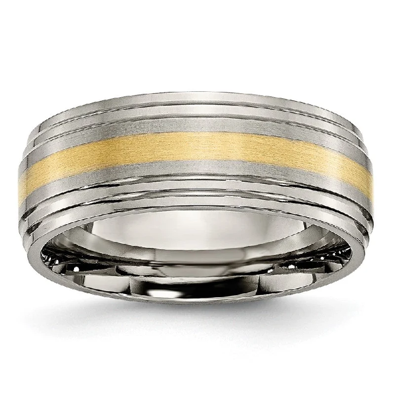Huge Discounts, Unbeatable Offers Tourmaline Necklace 8mm Titanium & 14k Gold Inlay Flat Double Ridge Edge Standard Fit Band Huge Discounts, Unbeatable Offers Tourmaline Necklace 8mm Titanium & 14k Gold Inlay Flat Double Ridge Edge Standard Fit Band