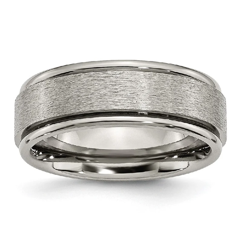 Clearance Sale Gemstone Bracelet 8mm Titanium Brushed Center Grooved Edge Comfort Fit Band Clearance Sale Gemstone Bracelet 8mm Titanium Brushed Center Grooved Edge Comfort Fit Band