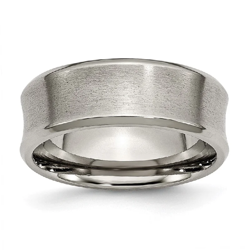 Limited - Time Offer Black Diamond Ring 8mm Titanium Brushed Concave Polished Beveled Edge Standard Fit Band Limited - Time Offer Black Diamond Ring 8mm Titanium Brushed Concave Polished Beveled Edge Standard Fit Band