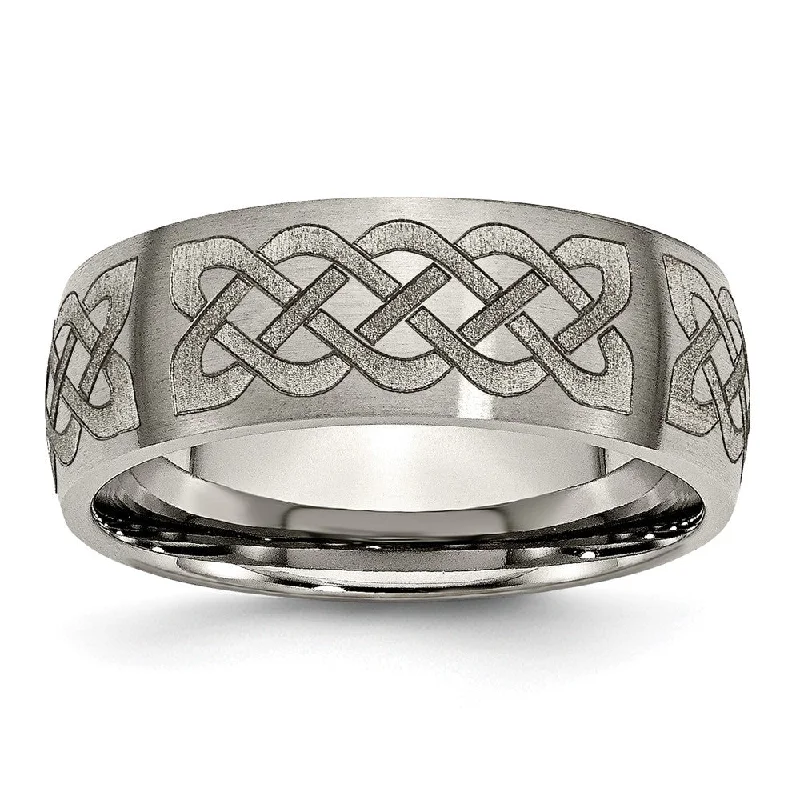 Shop Now, Save Big Bucks Fashion Bangles 8mm Titanium Celtic Etched & Brushed Domed Standard Fit Band