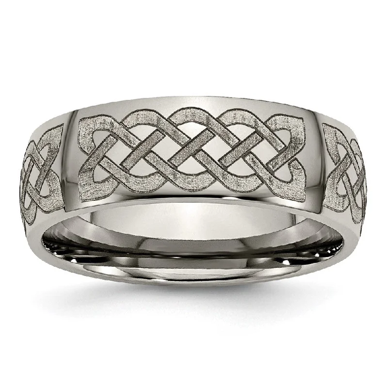 Huge Discounts, Unbeatable Offers Beaded Bracelet 8mm Titanium Celtic Etched & Polished Domed Standard Fit Band