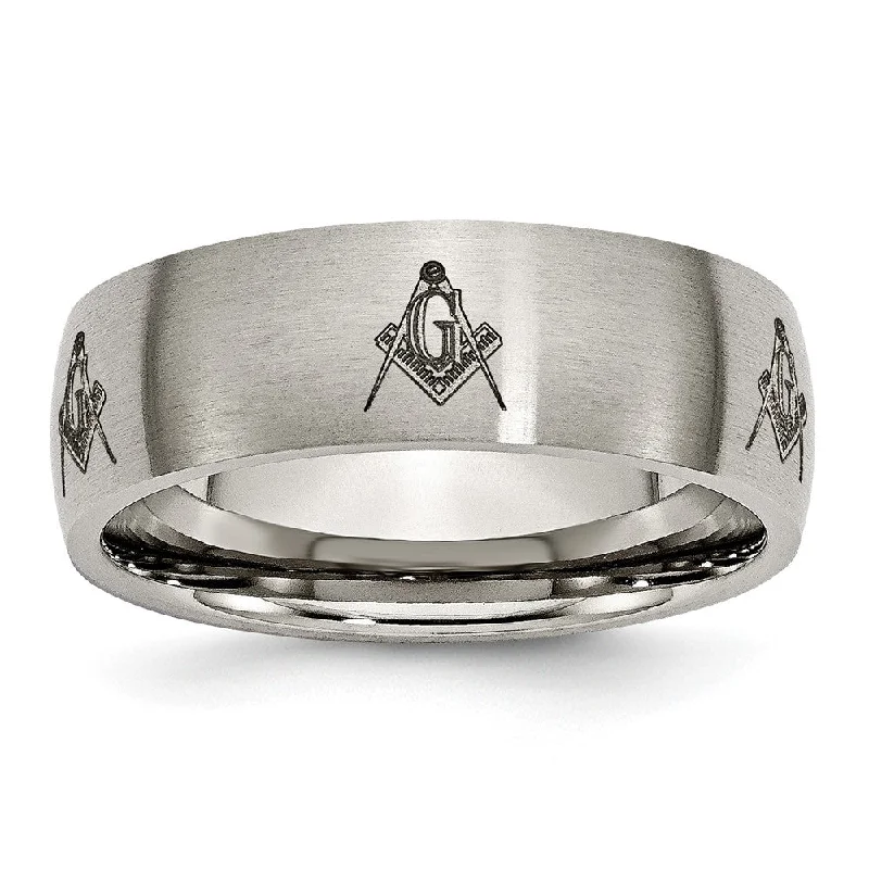 Unbeatable Savings Await Trendy Jewelry 8mm Titanium Etched & Brushed Masonic Domed Standard Fit Band Unbeatable Savings Await Trendy Jewelry 8mm Titanium Etched & Brushed Masonic Domed Standard Fit Band