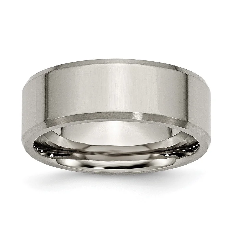 Limited Time, Unlimited Deals Celestial Jewelry 8mm Titanium Polished & Brushed Beveled Edge Comfort Fit Band Limited Time, Unlimited Deals Celestial Jewelry 8mm Titanium Polished & Brushed Beveled Edge Comfort Fit Band