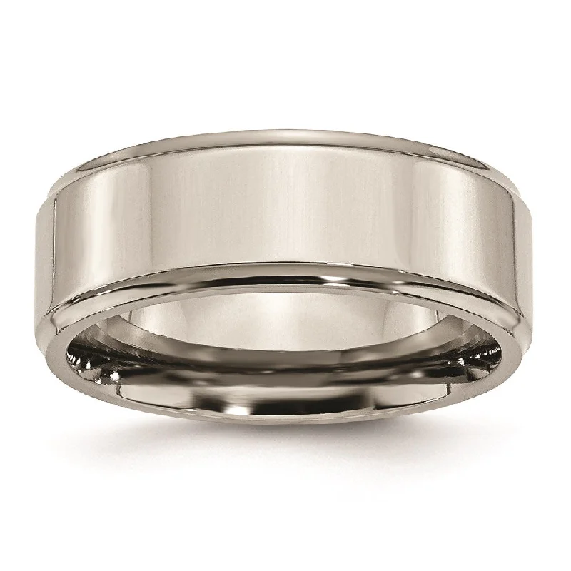 Flash Sale, Grab the Deals Fast Personalized Locket 8mm Titanium Polished Flat & Ridged Edge Standard Fit Band Flash Sale, Grab the Deals Fast Personalized Locket 8mm Titanium Polished Flat & Ridged Edge Standard Fit Band