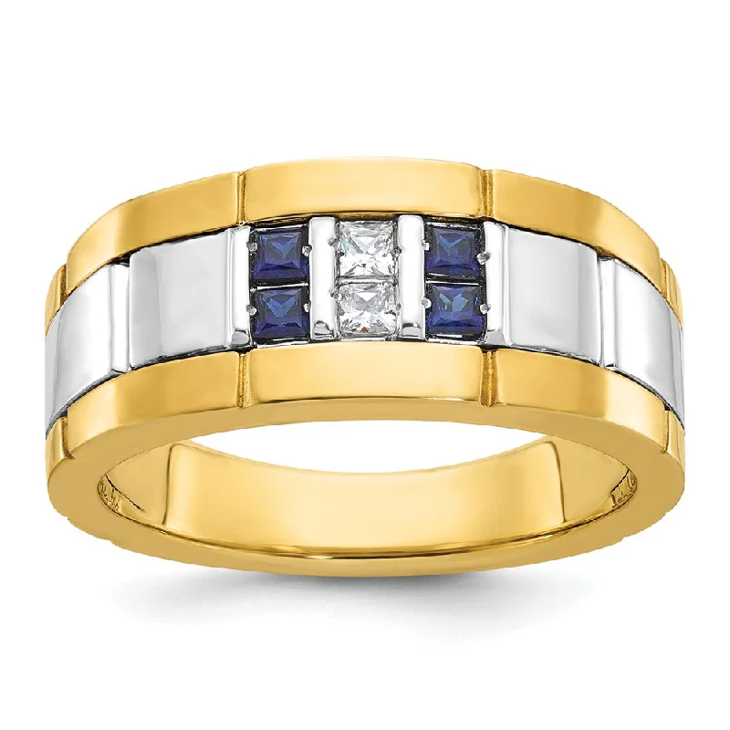 Be the First to Rock the Latest Trends Diamond Ring 9.5mm 14K Two Tone or White Gold Lab-Cr. Sapphire/Diamond Tapered Band Be the First to Rock the Latest Trends Diamond Ring 9.5mm 14K Two Tone or White Gold Lab-Cr. Sapphire/Diamond Tapered Band