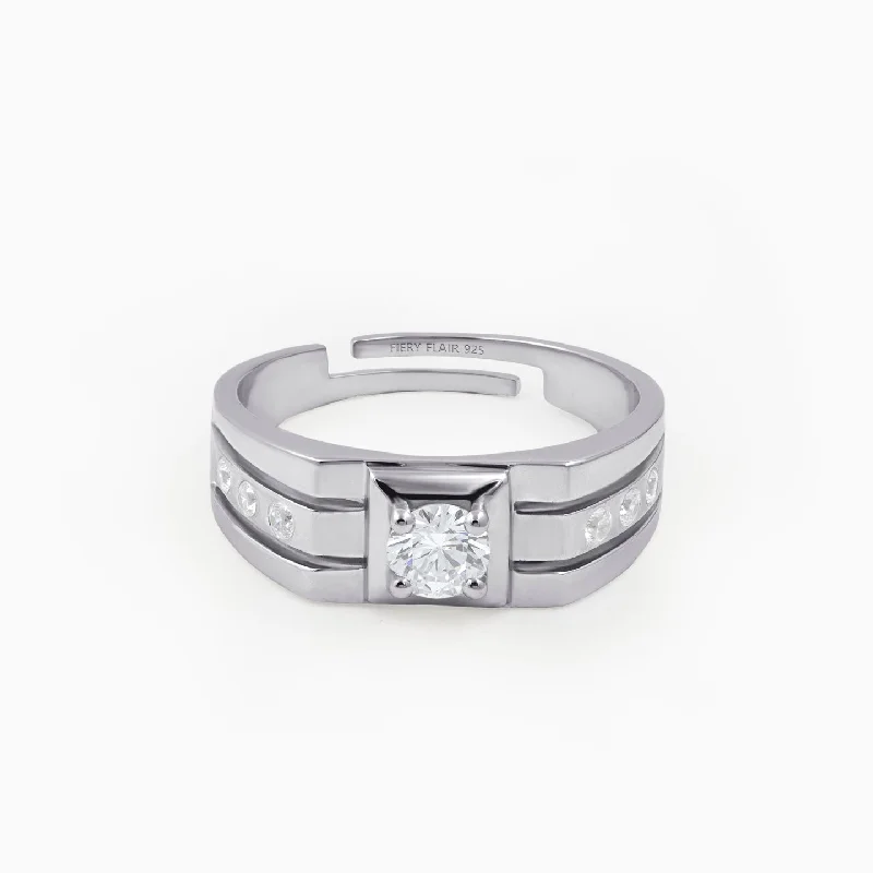 Unbeatable Savings Await White Gold Ring Men's Solitary Sliver Ring