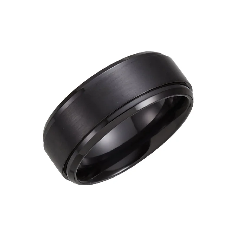 Clearance Sale Statement Necklace 9mm Black Titanium Ridged & Beveled Edge Comfort Fit Band Clearance Sale Statement Necklace 9mm Black Titanium Ridged & Beveled Edge Comfort Fit Band