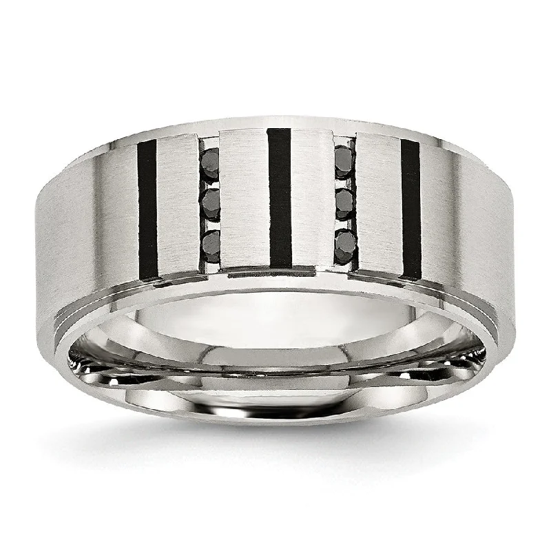 Limited Time, Unlimited Deals Engagement Ring 9mm Stainless Steel & 1/6 Ctw Black Diamond Ridge Comfort Fit Band Limited Time, Unlimited Deals Engagement Ring 9mm Stainless Steel & 1/6 Ctw Black Diamond Ridge Comfort Fit Band