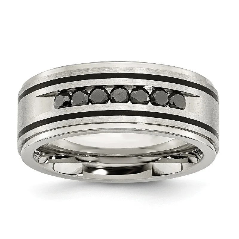 Buy More, Save More Minimalist Ring 9mm Two Tone Stainless Steel & 1/2 Ctw Black Diamond Comfort Fit Band Buy More, Save More Minimalist Ring 9mm Two Tone Stainless Steel & 1/2 Ctw Black Diamond Comfort Fit Band
