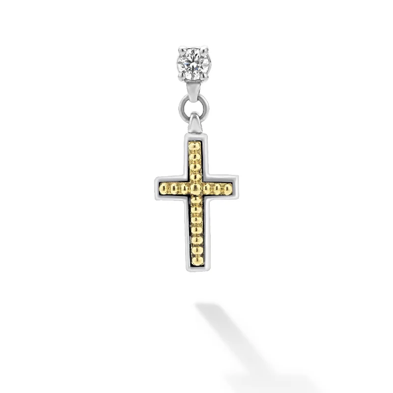 Unbeatable Savings Await Platinum Necklace Anthem Two-Tone Diamond Cross Earring