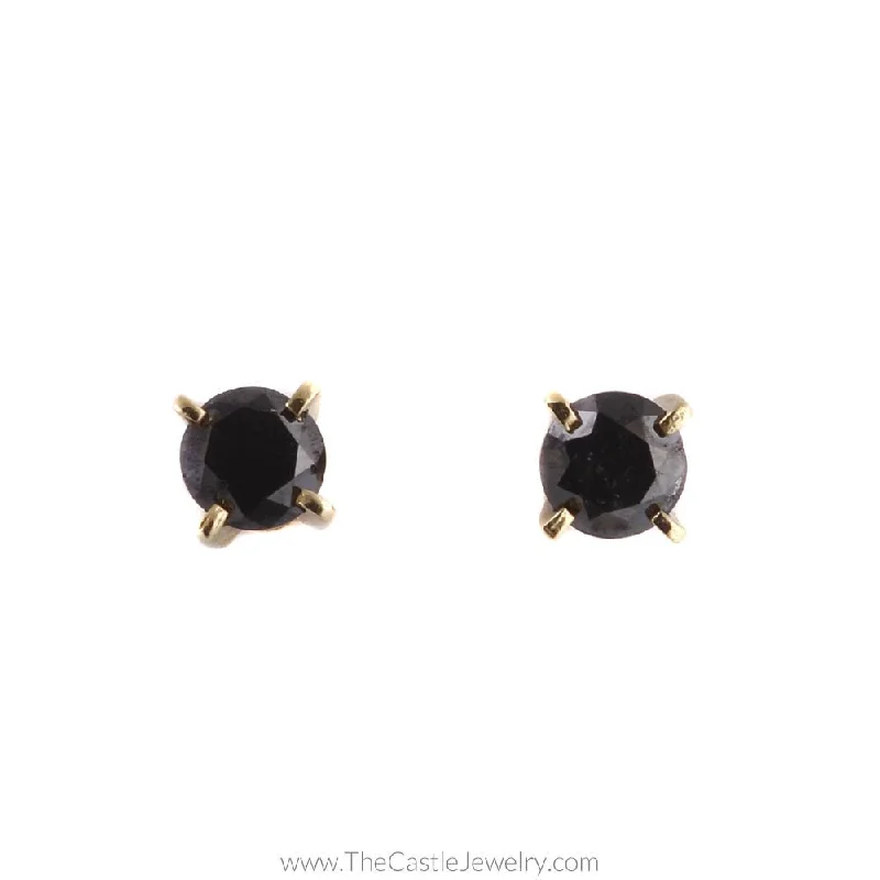 Massive Clearance Sale Designer Necklace Beautiful Round Black Diamond 1.50cttw Stud Earrings in 14K Yellow Gold