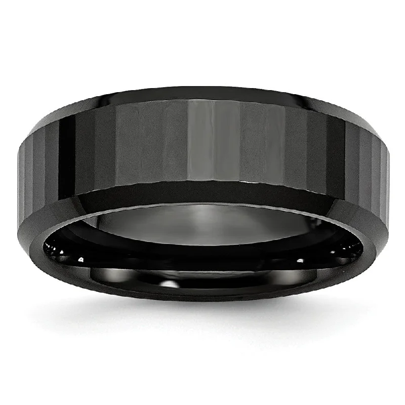 Season - End Clearance Charm Bracelet Black Ceramic, 8mm Beveled Edge And Faceted Comfort Fit Band Season - End Clearance Charm Bracelet Black Ceramic, 8mm Beveled Edge And Faceted Comfort Fit Band