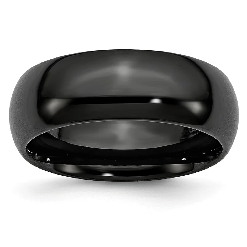 Unbeatable Savings Await Sterling Silver Black Ceramic, 8mm Polished Domed Comfort Fit Band Unbeatable Savings Await Sterling Silver Black Ceramic, 8mm Polished Domed Comfort Fit Band