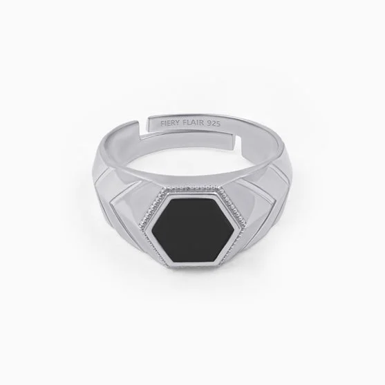 Season - End Clearance Black Diamond Ring Pure Silver Black Stone Men's Ring