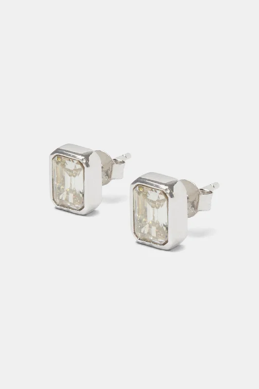 Black Friday - Style Deals All Week Long Silver Choker Clear Gemstone Stud Earrings