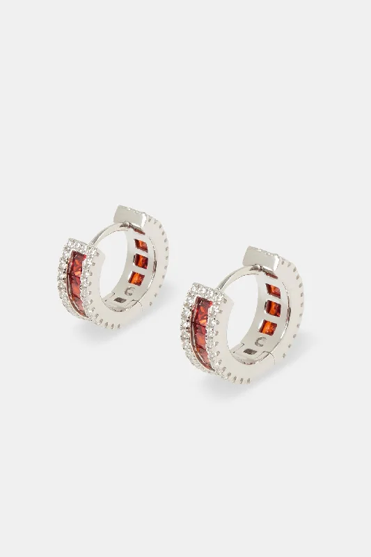Big Savings, Big Smiles Large Hoop Earrings Dark Red Baguette Huggie Earrings - 4mm