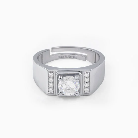 New Arrivals Wedding Jewelry Exquisite Solitaire Silver Men's Ring