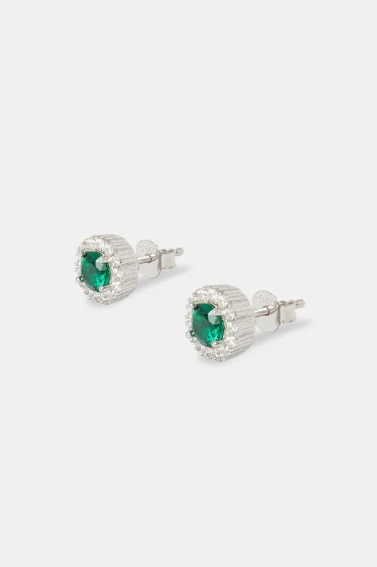 New Arrivals Personalized Jewelry Green Centre Cluster Stud Earrings - 8mm
