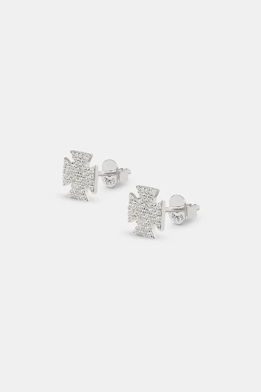 Clearance Sale, Steal Great Bargains Chic Necklace Iced Cross Motif Stud Earrings - 8mm Clearance Sale, Steal Great Bargains Chic Necklace Iced Cross Motif Stud Earrings - 8mm