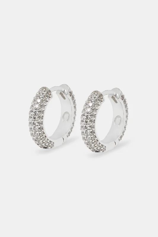 Big Savings, Big Smiles Sapphire Pendant Iced Hoop Earrings - Silver