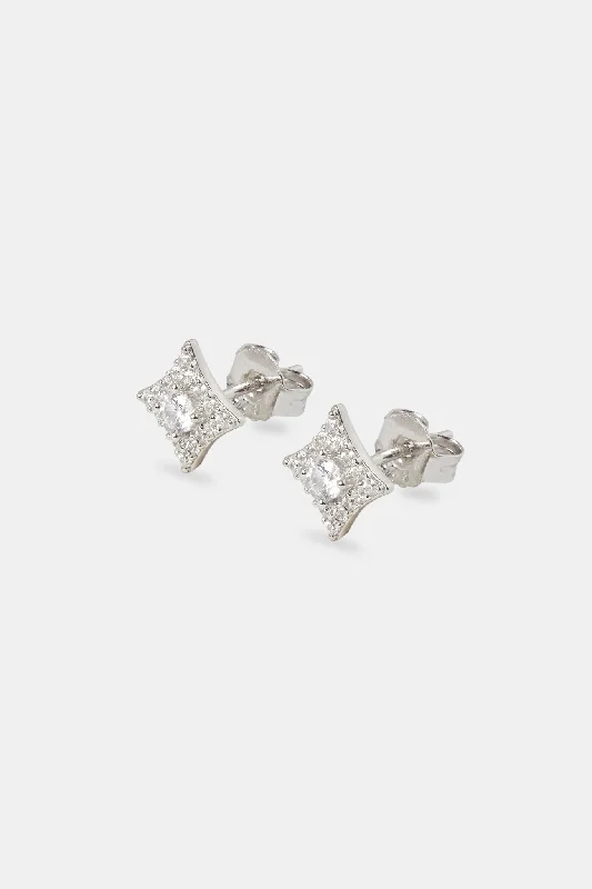 New Arrivals on Discount Yellow Gold Ring Iced Star Motif Stud Earrings - 8mm