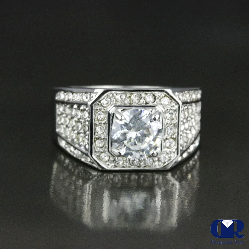 Limited - Time Offer Black Onyx Ring Men's Diamond Ring In 14K White Gold