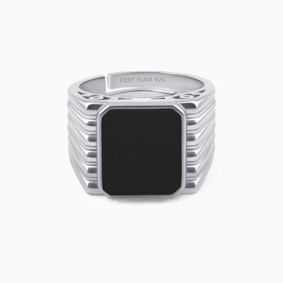Flash Sale, Grab the Deals Fast Custom Necklace Single Black Stone Men's Silver Ring Flash Sale, Grab the Deals Fast Custom Necklace Single Black Stone Men's Silver Ring