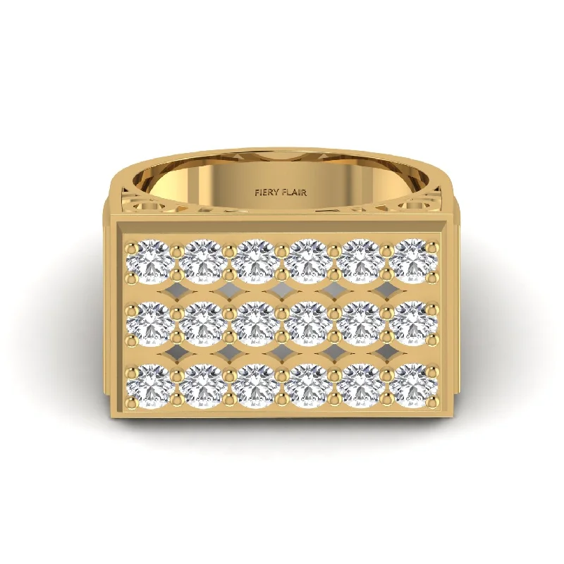 Flash Sale Minimalist Ring Three Row Channel Diamond Men's Ring
