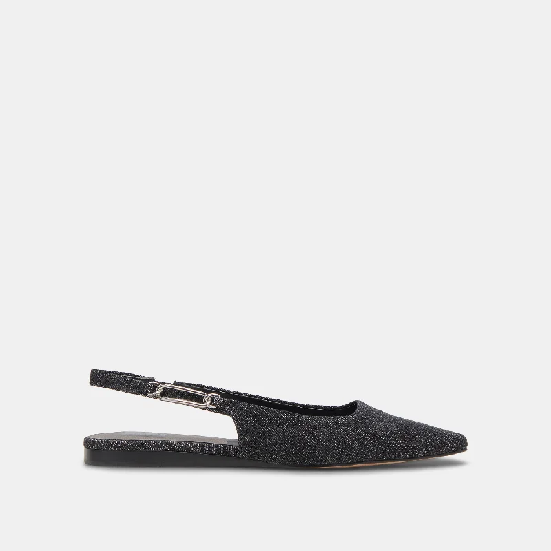 Black Dress Shoes ELLEY FLATS CARBON DENIM