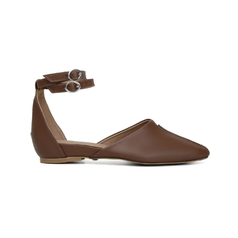 Fashionable Flat Shoes 'Giselle' women's cognac flat with ankle-strap by Zette Shoes
