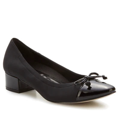 Casual Winter Shoes Hollis Pump: Black Micro Fabric and Patent Leather I Walking Cradle Casual Winter Shoes Hollis Pump: Black Micro Fabric and Patent Leather I Walking Cradle