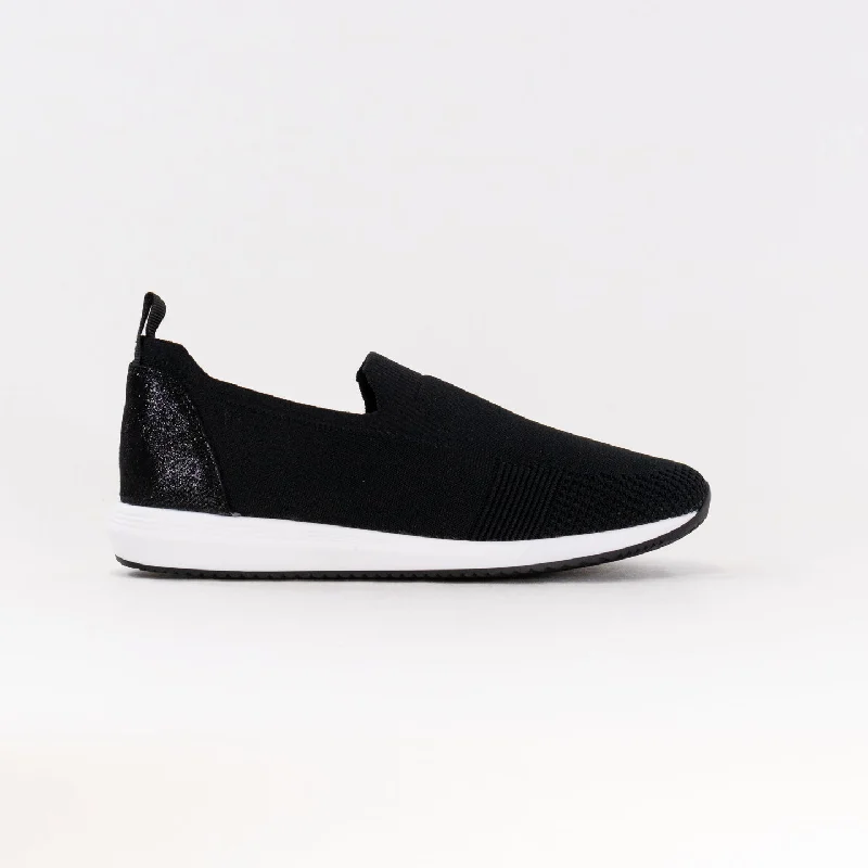 Trendy High Top Sneakers Ara Leena 2 Slip On Sneaker (Women's) - Black Woven Stretch