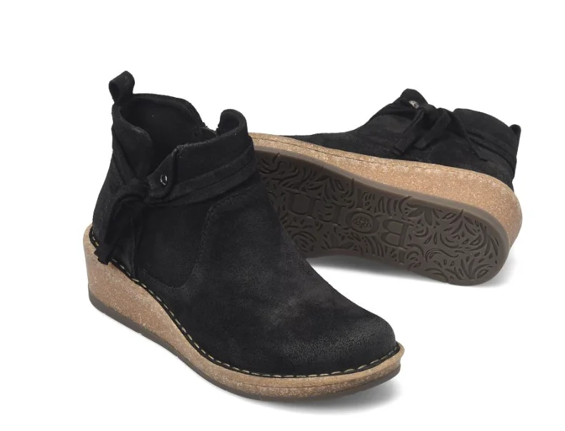 Trendy Sports Footwear Born Women's Vaughn Black Distressed Wedge Ankle Boot BR0062309 Trendy Sports Footwear Born Women's Vaughn Black Distressed Wedge Ankle Boot BR0062309