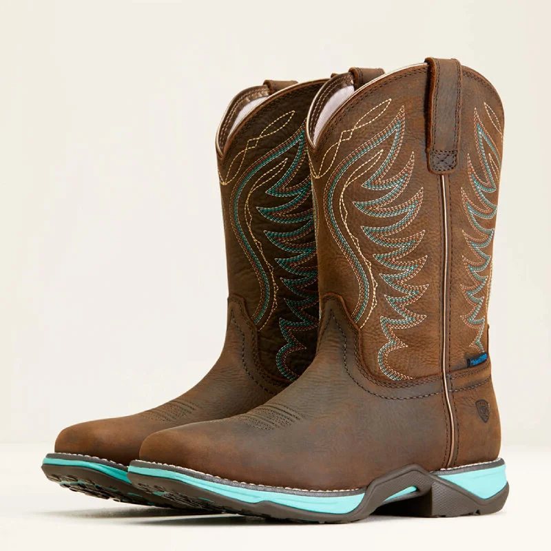 Sporty Casual Boots Ariat Women's Brown/Turquoise Anthem H2O Boots