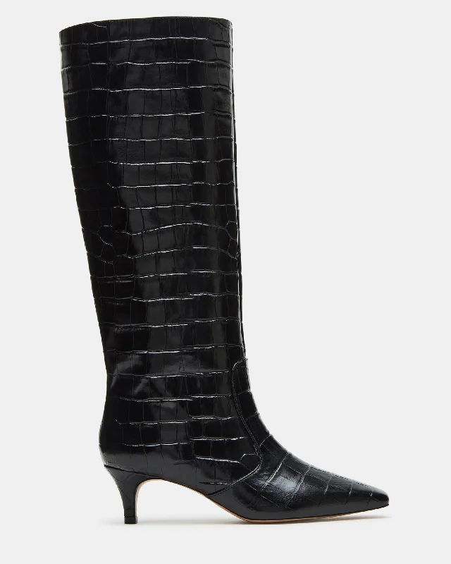 Comfortable Heeled Shoes LANDER BLACK CROCODILE