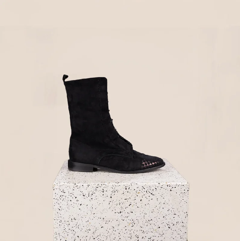 Outdoor Athletic Shoes Milano - Black Suede Geometric Bronze