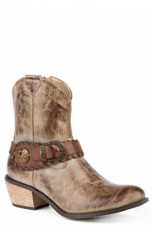 Breathable Hiking Footwear Roper Mae Womens Tan Faux Leather Cowboy Boots